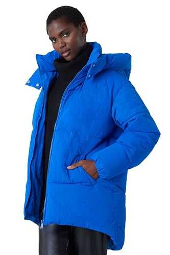 Roman Originals Oversized Padded Hooded Coat For Women UK - Ladies Everyday Autumn Winter Funnel Neckline Comfy Soft Evening Vacation Work Party Night Out