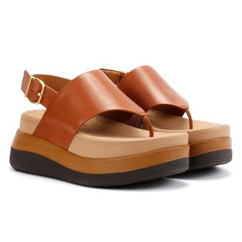 F-Mode Leather Women's Deep Tan Sandals