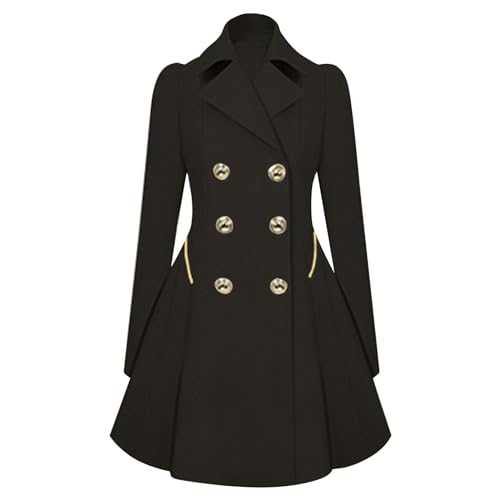 Cocila Women's Long Sleeved Back Pleated Hem Irregular Skirt Medium Length Outerwear Windbreaker Full Black Leather Trench Coat Plastic Rain Macks Waterproof Army Poncho