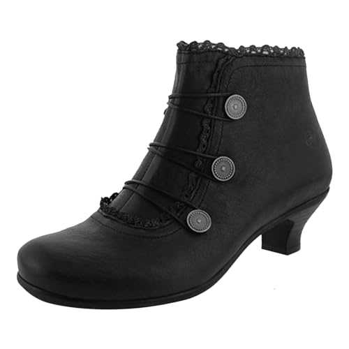Boots for Women UK Vintage Lace Round Toe Ankle Boots Fashionable Chunky Low Heel Boots Casual Faux Fur Suede Party Shoes
