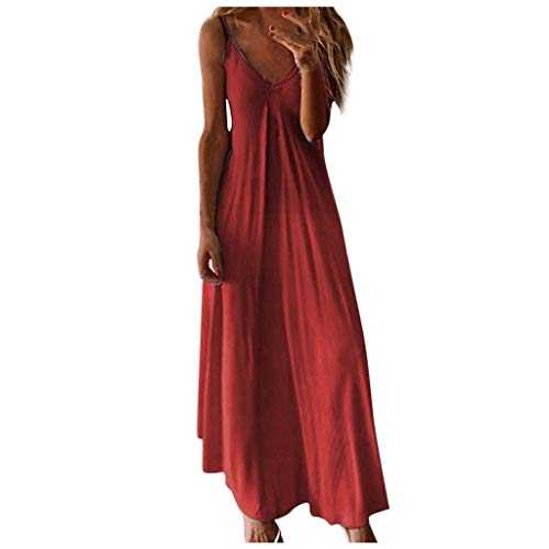 Skang Summer Dresses Long Dress Camisole Casual V Neck Women's Tank Maxi Print Sleeveless Women's Dress Loose Dress