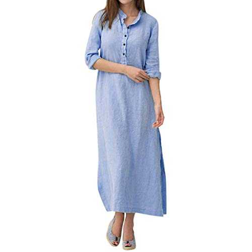 AMDOLE T Shirt Dresses for Women Knee Length Women's Kaftan Cotton Long Sleeve Plain Casaul Oversized Maxi Long Shirt Dress Summer Midi Dress for Women