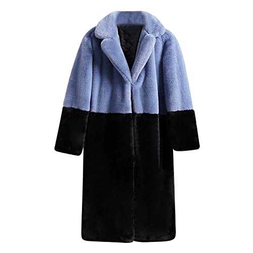 Faux Fur Coat Ladies Furry Long Coat Lapel Neck Casual Winter Coats for Women Uk Long Sleeve Warm Cardigan Jacket Fluffy Padded Teddy Coats Solid Color Outerwear