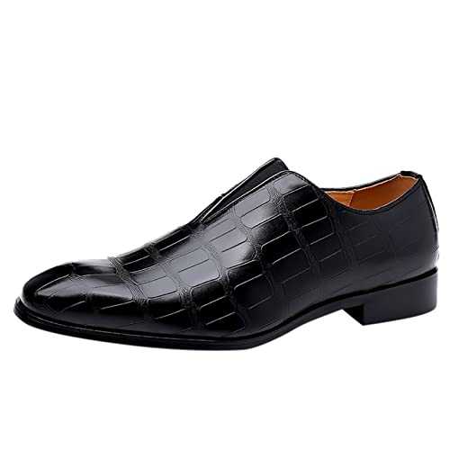 Men's Formal Dress Shoes Classic Oxford Shoes Embossed Crocodile Leather Brogues Shoes Formal Business Shoes Evening Party Shoes for Men Wear-Resistant Driving Mens Pointed Toe Leather Shoes
