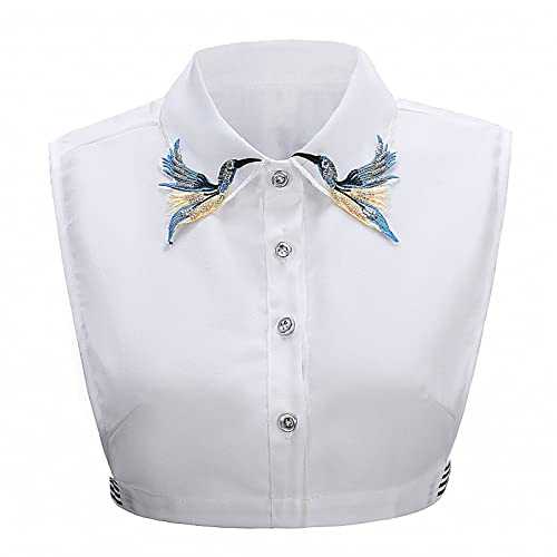 NiceYnn Fashion Pearl Rhinestone Fake Dickey Collar, Detachable Adjustable Chiffon Half Shirt Blouse Top False Collar for Women Girls