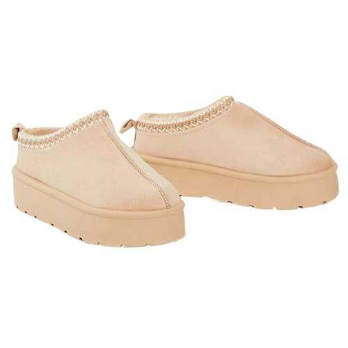 kraftd Womens Slipper On Warm Faux Fur Lined Winter Fluffy Warm Comfy Furry Shoes for Outdoor Indoor | Ladies Slippers | Slip On Shoes