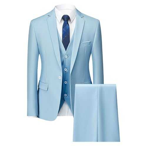 Mens 3 Pieces Single Breasted Suits Formal Button Business Male Blazer Slim Fit Prom Wedding Suit
