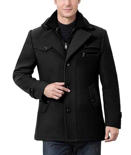 ECDAHICC Men's Warm Wool Coat Stand-Up Collar Winter Short Coat Winter Wind Jacket Business Leisure