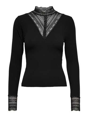 ONLY Women's Onltilde L/S High Neck Lace Top JRS Longsleeve T-Shirt