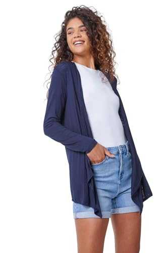 Roman Originals Waterfall Cardigan for Women UK - Ladies Open Front Cardi Smart Casual Edge to Edge Daytime Everyday Summer Autumn Knitted Knitwear Long Sleeve Fashionable