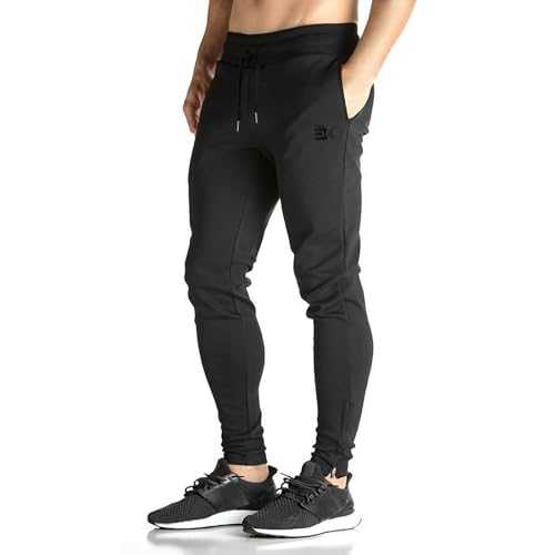 Mens Zip Gym Joggers Sweatpants Slim Fit Tracksuit Bottoms Casual Chinos Running Trousers Pockets