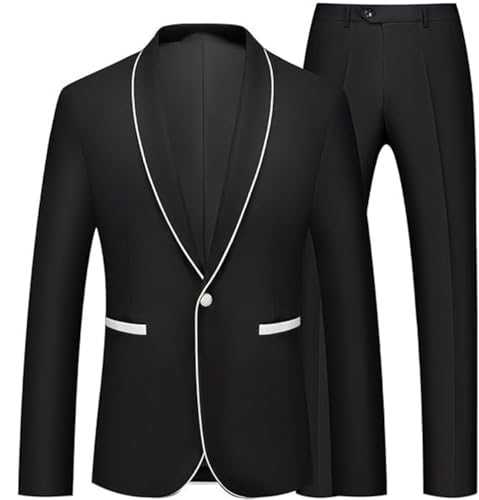 Ulnomio Men's Speech Two Pieces Suit Shawl Lapel One Button Jacket and Pants Casual Set
