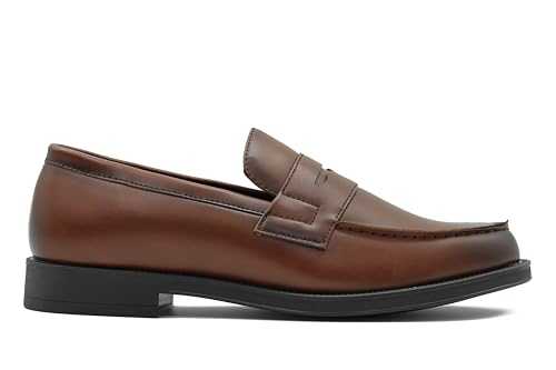 Mens Classic Faux Leather Penny Loafers Retro Round Toe Office Smart Casual Shoes