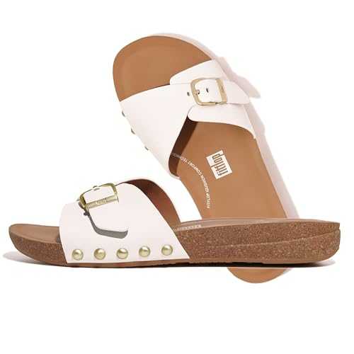 Women's Iqushion Adjustable Buckle Leather Slides Sandal