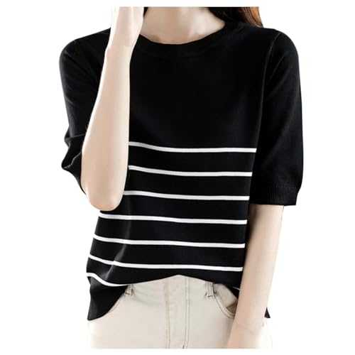 Womens Layering Shirts Long Sleeve Sleeve Crew Neck Striped Shirt M N