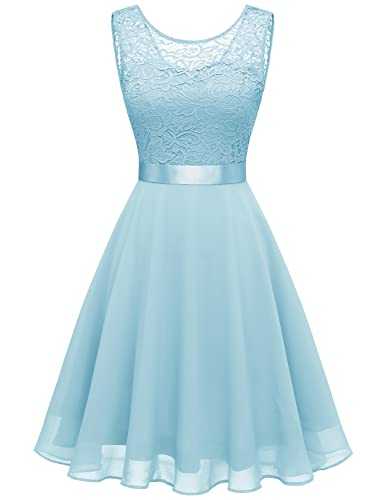 Berylove Cocktail Dresses Homecoming Dress for Teens Wedding Guest Sleeveless Lace Formal Dresses