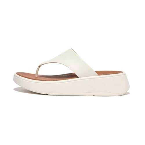Women's F-Mode Leather Flatform Sandal, Beige, 5 UK