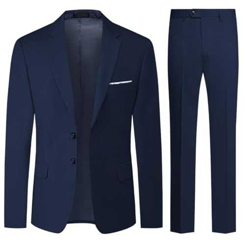 Allthemen Mens Suits 2 Piece Regular Fit Wedding Dress Suit Two Buttons Business Suit Blazer Trousers