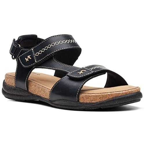 Men's Roseville Mae Flat Sandal, Black Leather, 8 UK