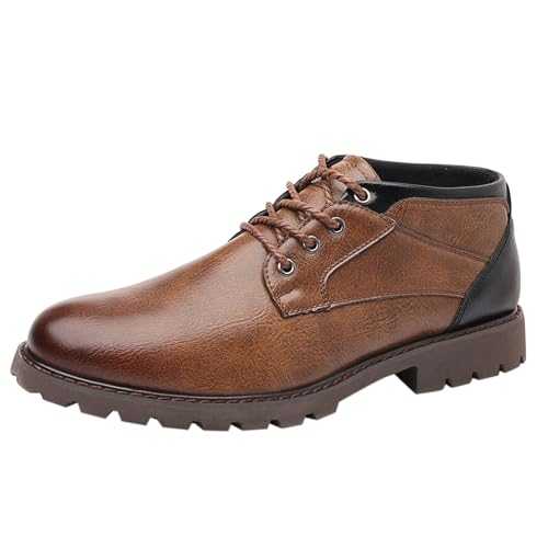 Men's Formal Dress Shoes Classic Retro Lace-Up Business Leather Shoes Oxford Shoes for Men Wear-Resistant Slip on Driving Walking Thick-Soled Mens Shoes Elegant Evening Party Shoes for Men