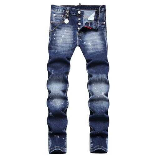 UIKIFY Mens Ripped Jeans Slim Fit Distressed Denim Pants,Destroyed Tapered Leg Skinny Jeans Motorcycle Hipster Straight Leg Denim Pants with Hole