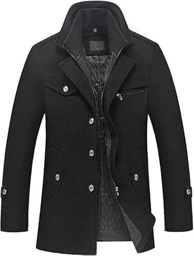 Coat Men's Winter Coat Slim Fit Elegant Men's Coat Winter Stand-up Collar Business Coat Trench Coat Long Jackets Wool Coat