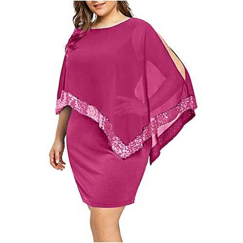 AMDOLE Wedding Guest Dresses for Women UK Chiffon Overlay Dress Cold Plus Sequins Plus Size Dress Fashion Dressing Gowns for Women UK