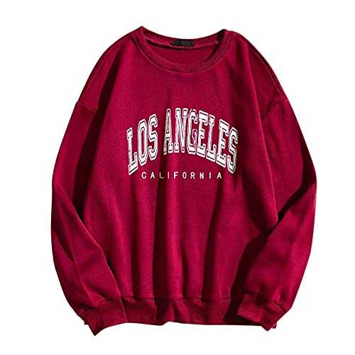 Women's Oversize Los Angeles Long Sleeve Shirt Women's Basic Oversized T Shirt Women Retro Y2k Round Neck Short Sleeve Loose Casual Long Blouse Women's Large Size T-Shirt Long Shirt Elegant Tops