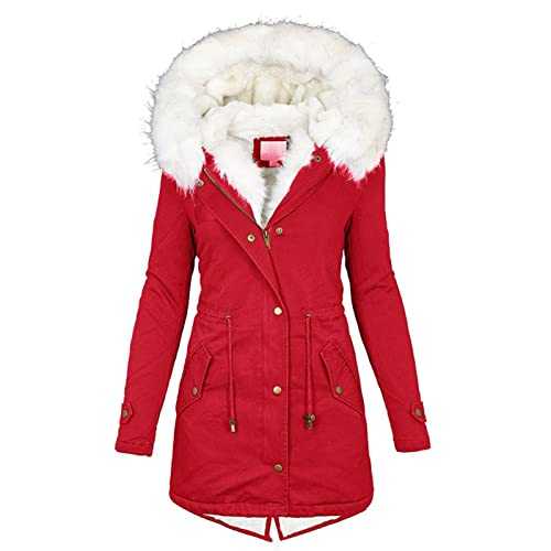 Winter Jackets for Women UK Winter Coats Thick Fleece Lined Warm Zip Up Plus Size Outerwear with Fuffly Hood Parka Jackets Long Sleeve Tops Outerwear Outfits Sweatshirts Overcoats