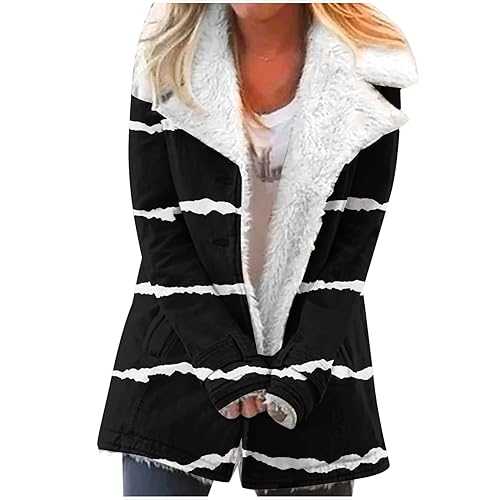 Winter Coats for Women UK Sherpa Fleece Lined Coat Plush Thicken Warm Jacket Ladies Teddy Bear Outwear Casual Windproof Faux Fur Jackets Button Down Outerwear with Pocket Ladies Sale Clearance