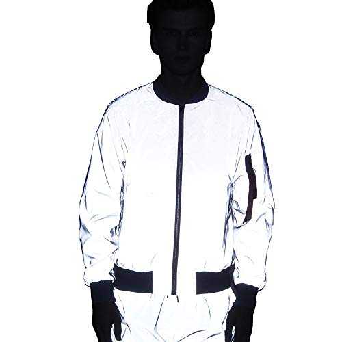 NewL Men Reflective Jacket Night Reflect Light Hip Hop Bomber Jacket Women Zipper Flight Coats Casual Windbreaker