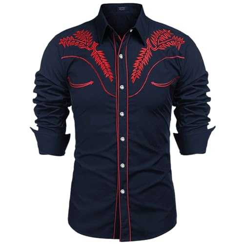 Beokeuioe Cowboy Western Shirts Men's Western Cowboy Shirt Long Sleeve Embroidery Shirts Cowboy Country Western Shirts Button Down Hippie Shirt Cowboy Costume Casual Shirts Cowboy Shirt