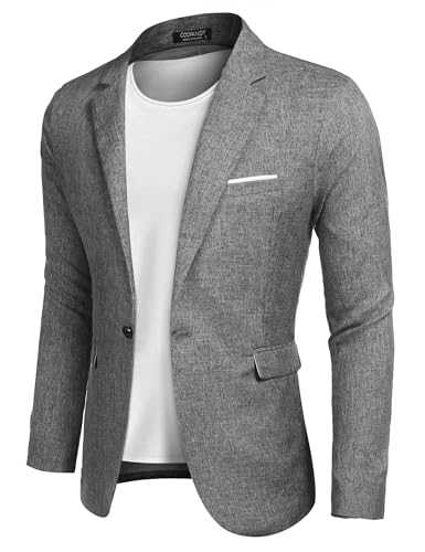 COOFANDY Men's Sporty Regular Fit Linen Blazer Modern Leisure Jacket Suit Jacket