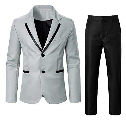 Mens Business Suits 2 Piece Regular Fit - Wedding Suits For Men Slim Fit Classic Fit Tuxedo And Pants With Two Button Mens Casual Work Office Blazer Lapel Trench Coat Stretch Slim Fit Blazer And Pants