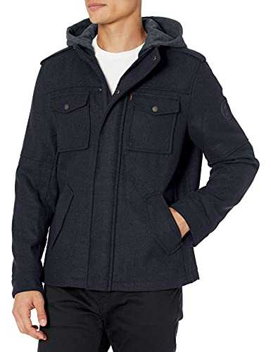 Levi's Men's Wool Blend Hooded Military Jacket (Regular & Big & Tall Sizes) Coat