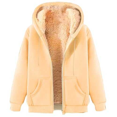 Fleece Jacket Women UK Sale Ladies Teddy Fleece Hoodie Winter Coat Sherpa Lined Jacket Women Full Zip Hoodie Teddy Bear Coats Fleece Sweatshirts Ladies Fleece Tops Sweater Outwear Winter Clothes