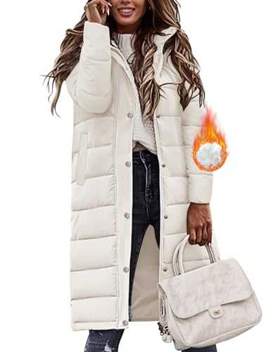 HEEKPEK Womens Winter Long Puffer Coats Down Thicken Warm Quilted Jacket Mid-Length with Side Zipper and Hood Outerwear