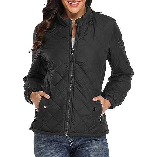 AMDOLE Deal of The Day Prime Today Ladies Varsity Jacket Full Length Coat Women Winter Fleece Jacket Women's Black Wool Coat Ladies Wax Jackets UK White Ski Jacket Women