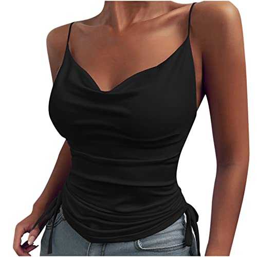 Tank Top for Women V Neck Spaghetti Strap Cami Loose Comfy Sleeveless Tank Top Soft Camisole Blouse - Women's Sexy Casual Slim Fit Summer Beach Tops Loose Tanks Comfy Yoga Vest Basic Shirts Tops