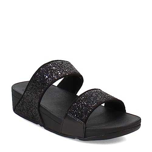 Women's LULU Slides Sandal, Black Glitter, 5.5 UK