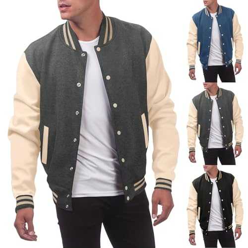 Men's Varsity Jacket Boys College Varsity Jackets Mens Long Sleeve Baseball Varsity Bomber Jacket University Colllegiate Top Varsity Jacket Men