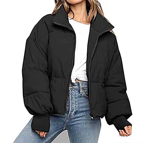 HYMCX Women's Winter Jacket Jacket Winter Warm Bomber Jacket Quilted Jacket Winter Coat Faux Fur Down Jacket Light Outdoor Puffer Jacket Padded