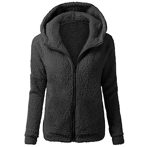 Navy Blue Zip Up Hoodie Fleece Women Solid Color Oversized Jacket Loose Fashion Warm Coat Teddy Bear Autumn Winter Outerwear Fluffy Casual Overcoat Soft Comfortable Sherpa Lined Hooded Tops