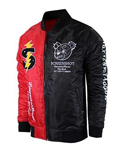 Hip-Hop Urban NYC Fashion Padded Bomber Jacket - Quilted Linning Outdoor Streetwear Graffiti Patch Zip Up Top