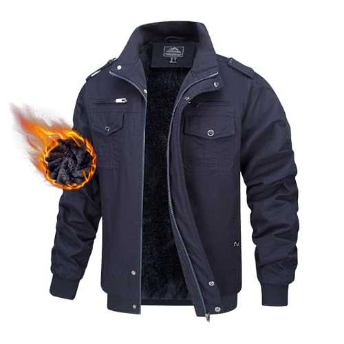 TACVASEN Men's Military Jacket Lightweight Casual Cargo Jacket Army Bomber Windbreaker Coat