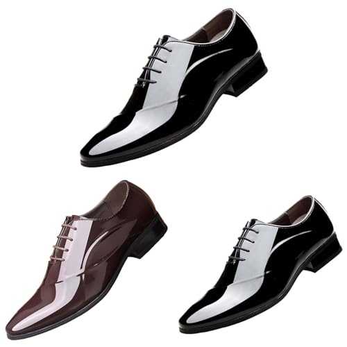 Men's Leather Shoes Mens Loafers Fashion Lace-ups Classic Formal Modern Business Casual Comfortable Lightweight Formal Clothing Pointy Patent Leather Shoes
