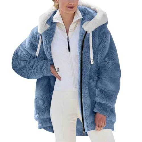 WILLBEST Women Long Sleeve Zip Up Soft Fleece Jackets Thick Warm Winter Long Coats Sweatshirt Coats Overcoat Outerwear