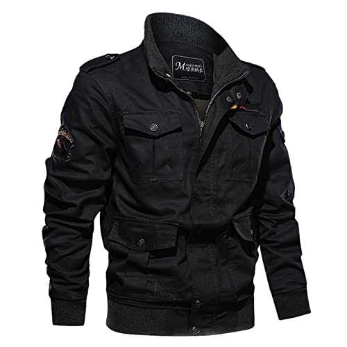 Military Jacket Men's Multi Pockets Cargo Jacket Men's Transition Jacket Flight Jacket Stand-Up Collar Cotton Bomber Jacket Army Jacket Field Jacket Autumn Winter Transition Coat Outdoor Jacket