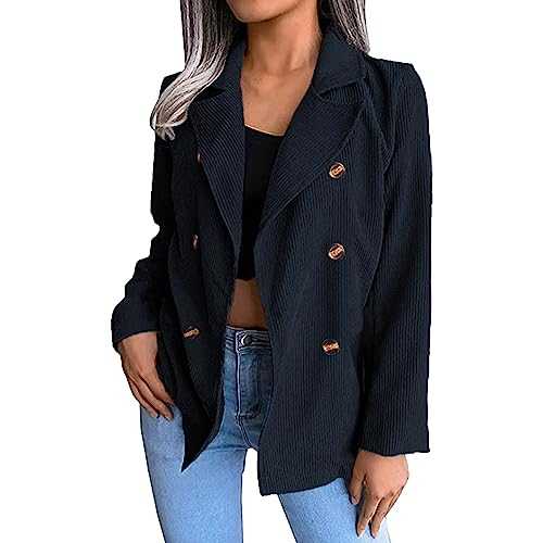 Cocila plus Size Womens Coat Women's Solid Corduroy Autumn And Winter Suit Collar Double Breasted Light Weight Winter Coat for Women plus Size Thermal Clothing Women