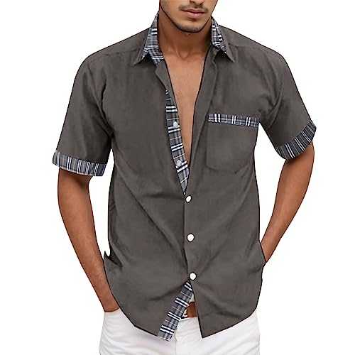 NQyIOS Mens Hawaiian Shirts Short Sleeve Casual Fit Tropical Hawaii Clothes Button Down Casual Fit Stag Do Beach Holiday Floral Funky Shirt Cuban Guayabera Wedding Embroidered Tops Blouse